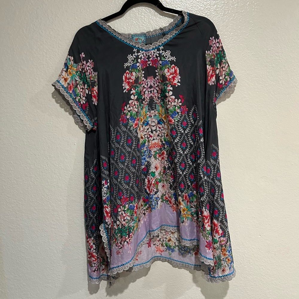 Johnny Was Black Floral Embroidered Blouse
